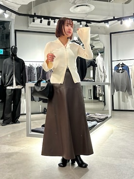「レザースカート」｜YU さん（レディース・159cm）の秋コーディネート
