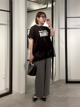 「Lui's（ルイス）のリングバランスネックレス（ネックレス、シルバー系）」を使った、YU さん（レディース・159cm）の夏コーディネート