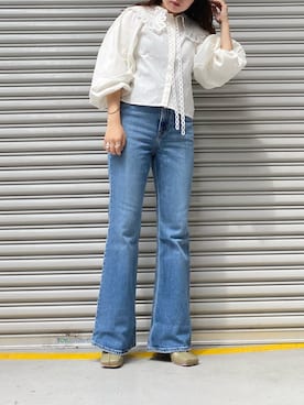 「レースカラー」｜YU さん（レディース・159cm）の夏コーディネート