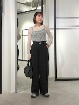 「レーストップス」｜YU さん（レディース・159cm）の夏コーディネート
