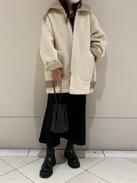 「Lui's（ルイス）のアイテム（ブルゾン）」を使った、YU さん（レディース・159cm）の冬コーディネート