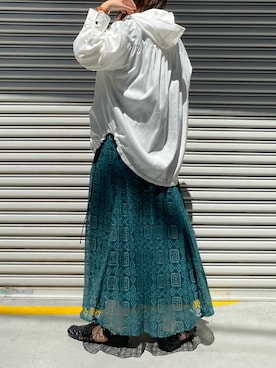 「フーディシャツ」｜YU さん（レディース・159cm）の夏コーディネート