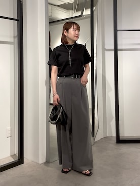 「Lui's（ルイス）のサージカルステンレスダブルエッジネックレス（ネックレス、シルバー系）」を使った、YU さん（レディース・159cm）の夏コーディネート