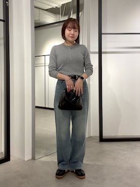 「アイテム（ベルト）」を使った、YU さん（レディース・159cm）の秋コーディネート