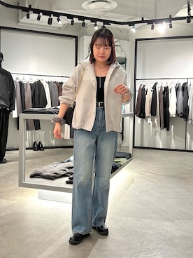 「アイテム（ベルト）」を使った、YU さん（レディース・159cm）の秋コーディネート