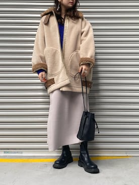 「Lui's（ルイス）のアイテム（ブルゾン）」を使った、YU さん（レディース・159cm）の冬コーディネート