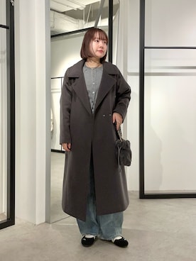 「アイテム（チェスターコート）」を使った、YU さん（レディース・159cm）の秋コーディネート