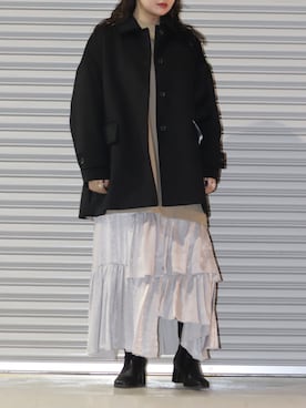 「Lui's（ルイス）のアイテム（ステンカラーコート）」を使った、YU さん（レディース・159cm）の秋コーディネート