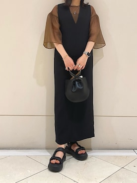 「CLANE（クラネ）のアイテム（ワンピース/ドレス）」を使った、YU さん（レディース・159cm）の夏コーディネート