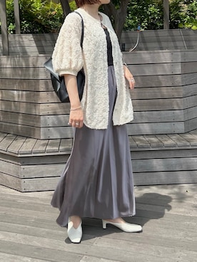 「CLANE（クラネ）のアイテム（カーディガン/ボレロ）」を使った、YU さん（レディース・159cm）の夏コーディネート