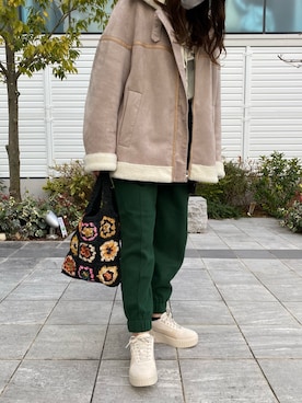 「Lui's（ルイス）のアイテム（ブルゾン）」を使った、YU さん（レディース・159cm）の冬コーディネート