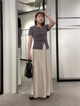 「Lui's（ルイス）のノットチェーンネックレス（ネックレス、シルバー系）」を使った、YU さん（レディース・159cm）の夏コーディネート