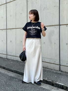 「Lui's（ルイス）のリングバランスネックレス（ネックレス、シルバー系）」を使った、YU さん（レディース・159cm）の夏コーディネート