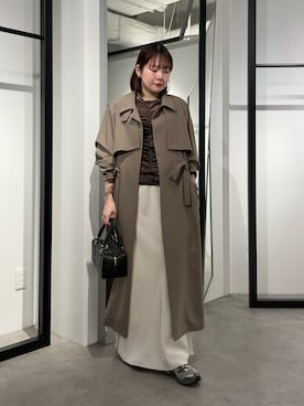 「Lui's（ルイス）のマルチWAYレイヤースタンドカラーコート（トレンチコート、ブラウン系）」を使った、YU さん（レディース・159cm）の春コーディネート