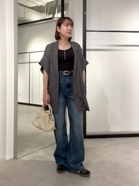 「アイテム（テーラードジャケット）」を使った、YU さん（レディース・159cm）の夏コーディネート