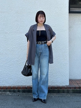 「アイテム（テーラードジャケット）」を使った、YU さん（レディース・159cm）の夏コーディネート