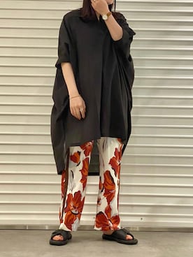 「ロングシャツコーデ」｜YU さん（レディース・159cm）の春コーディネート