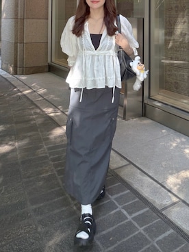 「H&M（エイチ・アンド・エム）のアイテム（トップス）」を使った、かほこ。さん（レディース・162cm）の夏コーディネート