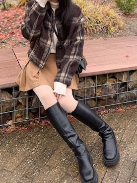 「アイテム（ステンカラーコート）」を使った、かほこ。さん（レディース・162cm）の冬コーディネート