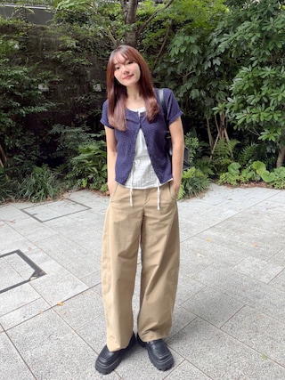 「ANDNEEDS（アンドニーズ）のSober string blouse (white)（シャツ/ブラウス）」を使った、かほこ。さん（レディース・162cm）の夏コーディネート