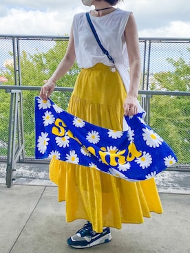 「Wpc.（ダブリュピーシー）のアイテム（帽子）」を使った、かほこ。さん（レディース・162cm）の夏コーディネート