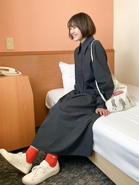 「COS（コス）のアイテム（シャツワンピース）」を使った、かほこ。さん（レディース・162cm）の夏コーディネート