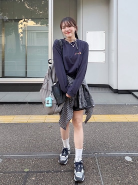 「アイテム（バックパック/リュック）」を使った、かほこ。さん（レディース・162cm）の秋コーディネート