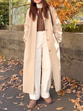 「アイテム（ボストンバッグ）」を使った、かほこ。さん（レディース・162cm）の冬コーディネート