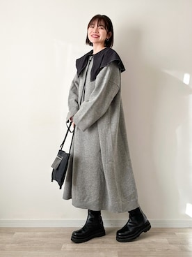 「ISOOK（アイスー）のアイテム（ワンピース/ドレス）」を使った、かほこ。さん（レディース・162cm）の秋コーディネート