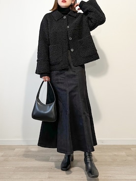 「UNE MANSION（ユヌマンション）のアイテム（その他アウター）」を使った、かほこ。さん（レディース・162cm）の冬コーディネート