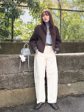 「ワイドパンツ」｜かほこ。さん（レディース・162cm）の秋コーディネート