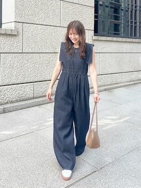 「アイテム（ボストンバッグ）」を使った、かほこ。さん（レディース・162cm）の夏コーディネート