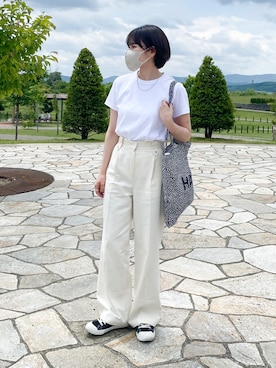 「H&M（エイチ・アンド・エム）のアイテム（カーディガン/ボレロ）」を使った、かほこ。さん（レディース・162cm）の夏コーディネート