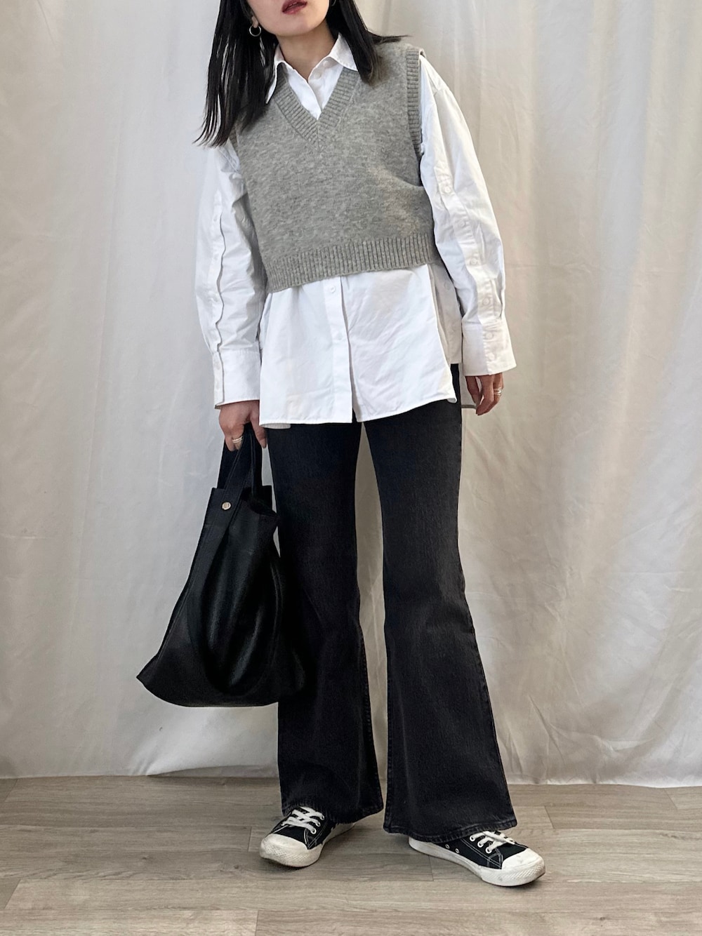 ENFOLDクロップドニットベストグレー