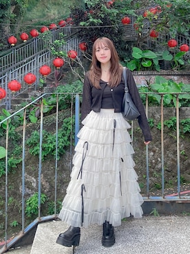 「アイテム（スカート）」を使った、かほこ。さん（レディース・162cm）の秋コーディネート