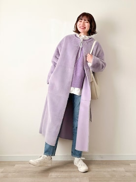 「Ameri（アメリ）のアイテム（その他アウター）」を使った、かほこ。さん（レディース・162cm）の冬コーディネート