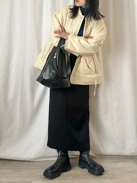 「ADAM ET ROPE'（アダムエロペ）のアイテム（ジャケット/アウター）」を使った、かほこ。さん（レディース・162cm）の冬コーディネート