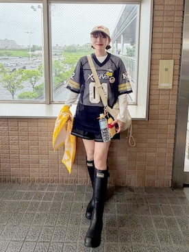 「雨の日コーデ」｜かほこ。さん（レディース・162cm）の夏コーディネート