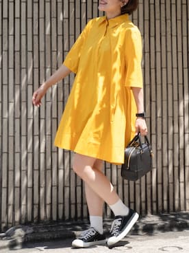「COS（コス）のアイテム（シャツワンピース）」を使った、かほこ。さん（レディース・162cm）の夏コーディネート
