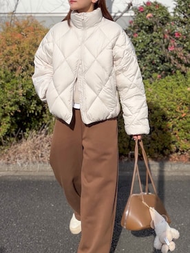 「アイテム（ボストンバッグ）」を使った、かほこ。さん（レディース・162cm）の冬コーディネート