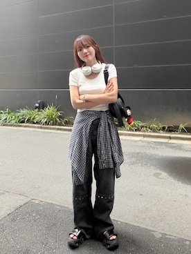 「NIKE（ナイキ）のアイテム（サンダル）」を使った、かほこ。さん（レディース・162cm）の夏コーディネート