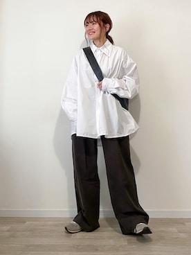 「ISOOK（アイスー）のアイテム（パンツ）」を使った、かほこ。さん（レディース・162cm）の秋コーディネート