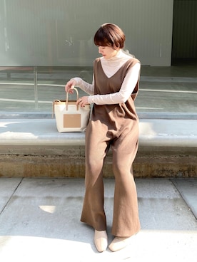 「JOURNAL STANDARD relume（ジャーナルスタンダード　レリューム）のアイテム（オールインワン・サロペット）」を使った、かほこ。さん（レディース・162cm）の秋コーディネート