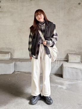 「アイテム（スウェットパンツ）」を使った、かほこ。さん（レディース・162cm）の秋コーディネート