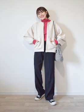 「ADAM ET ROPE'（アダムエロペ）のアイテム（ブルゾン）」を使った、かほこ。さん（レディース・162cm）の秋コーディネート