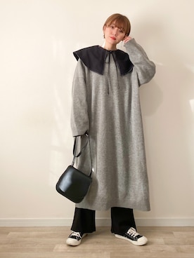 「ISOOK（アイスー）のアイテム（ワンピース/ドレス）」を使った、かほこ。さん（レディース・162cm）の冬コーディネート