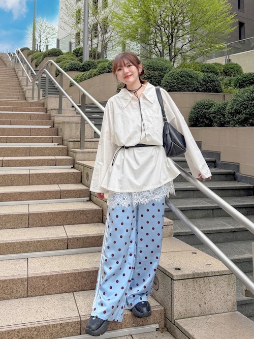 ★すぐ発送★adidas サテン 水玉模様 ドット ワイドレッグパンツ　M adidas（アディダス） パンツ サテン 水玉模様 ワイドレッグパンツ