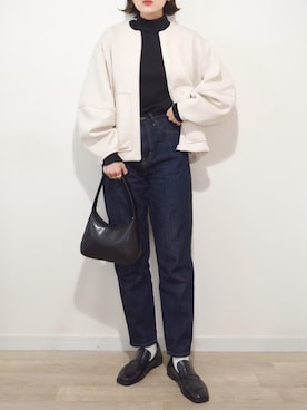 「ADAM ET ROPE'（アダムエロペ）のアイテム（ブルゾン）」を使った、かほこ。さん（レディース・162cm）の秋コーディネート
