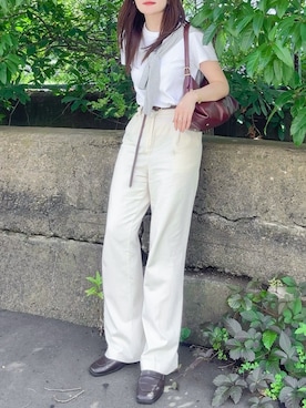 「アイテム（スラックス）」を使った、かほこ。さん（レディース・162cm）の夏コーディネート