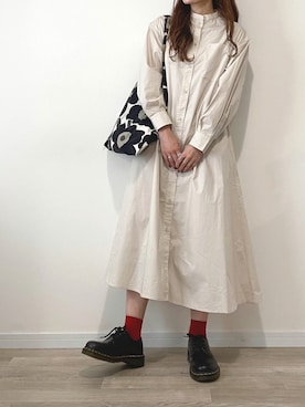 「Dr. Martens（ドクターマーチン）のDr.Martens / ドクターマーチン 1461 3EYE GIBSON SHOE 3ホール ギブソン シューズ ブーツ（ブーツ）」を使った、かほこ。さん（レディース・162cm）の夏コーディネート